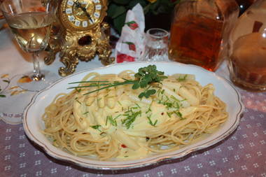 Spargel mit Spaghetti
