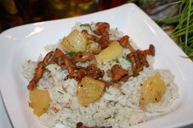 Risotto mit frischen Pfifferlingen und Ananas