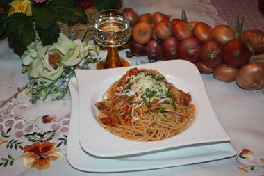Spaghetti Tomaten Sahnesoße