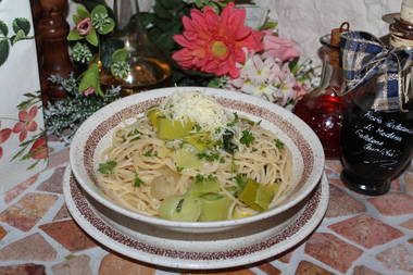 Spaghetti mit Lauch-Zitronengemüse