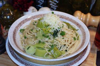 Spaghetti mit Lauch-Ingwer-Gemüse