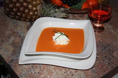 Krabben Cremsuppe mit  Badischen Weißwein und Krabben