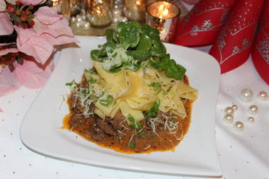 Jäger-Nudeln mit Rehragout