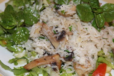 Reis mit Bergkäse und Champignons