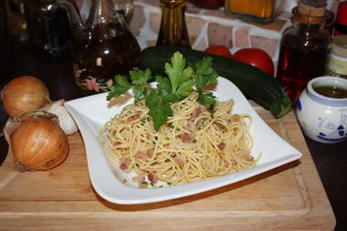 Schwarzwälder Spaghetti mit Schwarzwälder Schinkenspeck