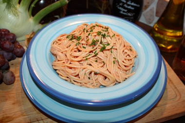 Tomaten Lachs-Spaghetti