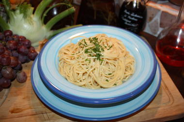 Lachs-Spaghetti Gorgonzola