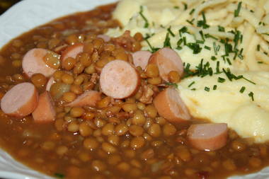 Linsengulasch mit Schwäbischen Spätzle